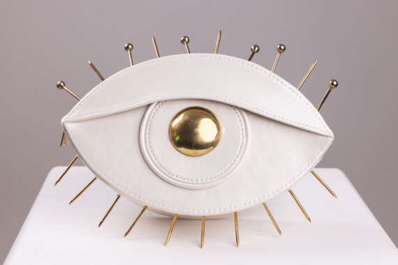 Celestial Eye: White and Gold Statement Handbag - Image 2